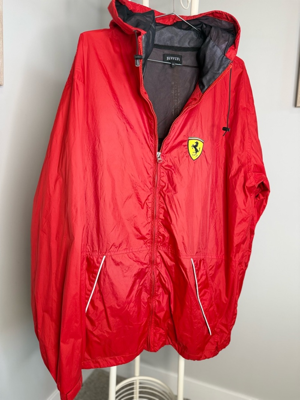 Ferrari Red Hooded Jacket with Black Mesh Lining